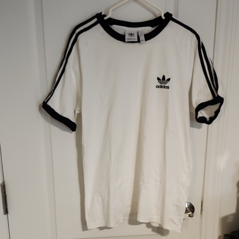 Adidas Men's White Tee with Black Trim